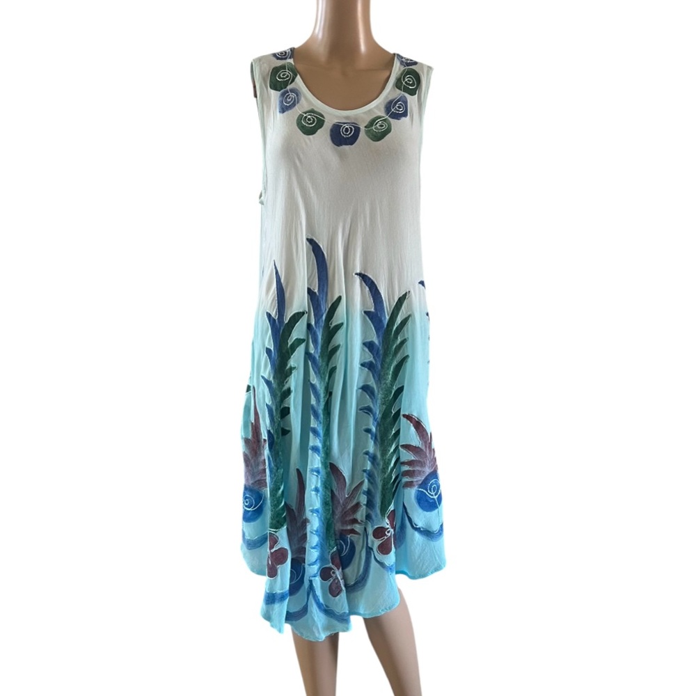 Women’s Free Size Embroidered Shift Flowy Boho Beach Tye-Dye